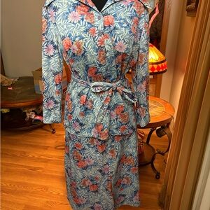 Vintage Floral Blue and Pink Women's shirt and skirt